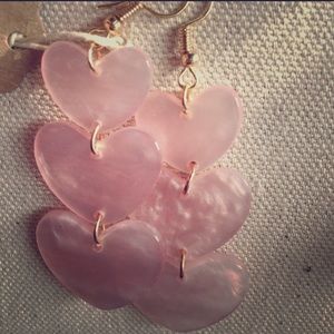 💖 Pink Pearly Heart Shaped Drop Earrings💖🌟